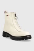 Шкіряні черевики Tommy Jeans Tommy Jeans Zip Boot жіночі колір білий на платформі