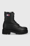 Шкіряні черевики Tommy Jeans Tommy Jeans Urban Warmlined Boot жіночі колір чорний на плоскому ходу утеплене