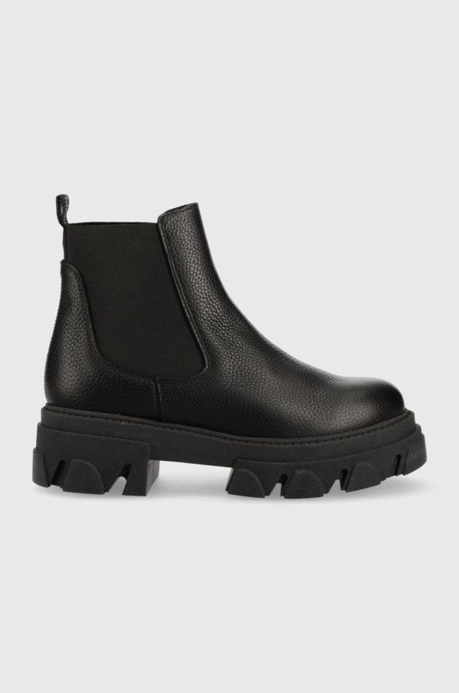 Шкіряні черевики Steve Madden Mixture жіночі колір чорний на плоскому ходу