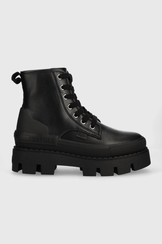 Черевики Buffalo Raven Laceup Hi жіночі колір чорний на платформі