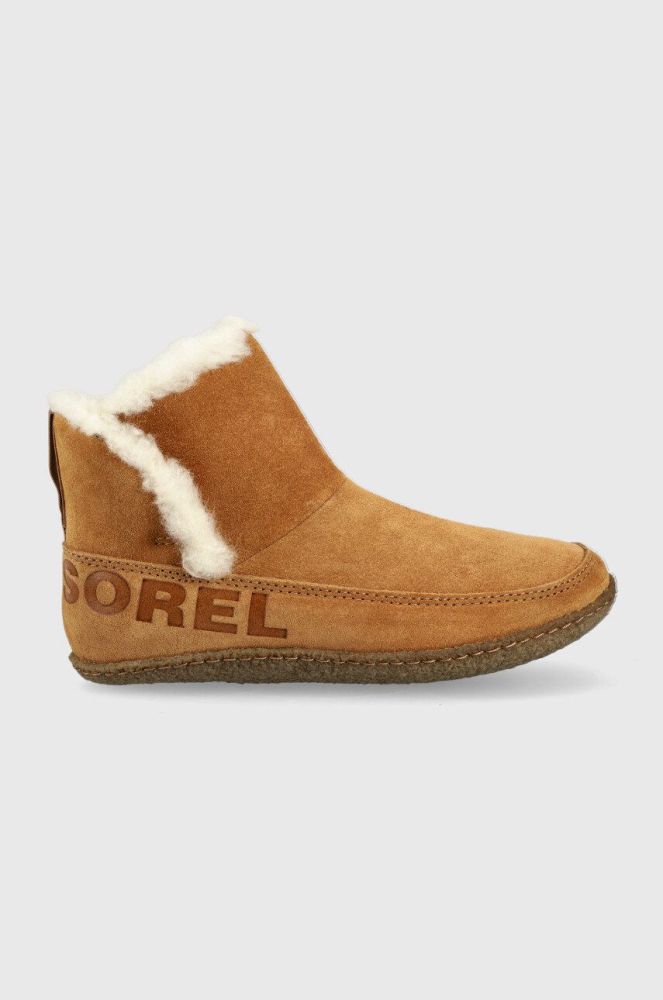 Замшеві чоботи Sorel Nakiska Bootie колір коричневий