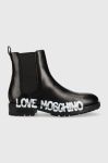 Шкіряні черевики Love Moschino жіночі колір чорний на плоскому ходу (2560636)