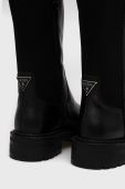 Шкіряні чоботи Guess Carmen жіночі колір чорний на плоскому ходу