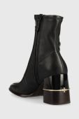 Шкіряні черевики Tory Burch Multi Logo жіночі колір чорний каблук блок (2686977)