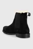 Замшеві черевики HUGO Noah жіночі колір чорний на плоскому ходу злегка утеплена