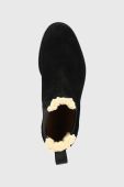 Замшеві черевики HUGO Noah жіночі колір чорний на плоскому ходу злегка утеплена