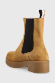 Замшеві черевики BOSS Chris жіночі колір бежевий на плоскому ходу