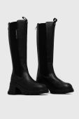 Шкіряні чоботи Karl Lagerfeld Bridger жіночі колір чорний каблук блок