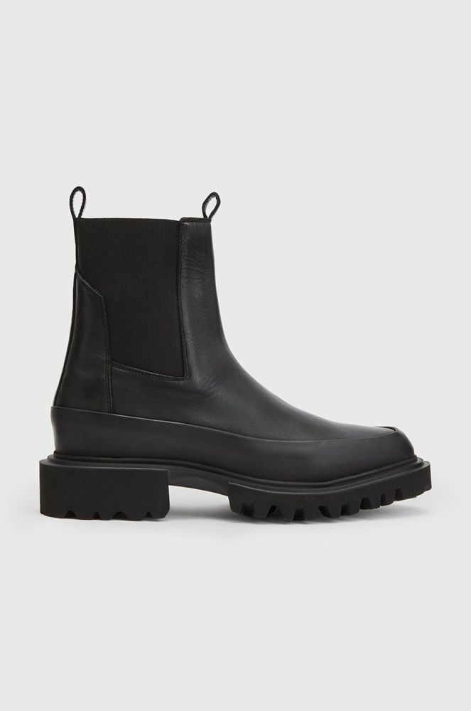 Шкіряні черевики AllSaints Harlee жіночі колір чорний на плоскому ходу