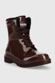 Черевики HUGO Gamma жіночі колір коричневий на плоскому ходу злегка утеплена