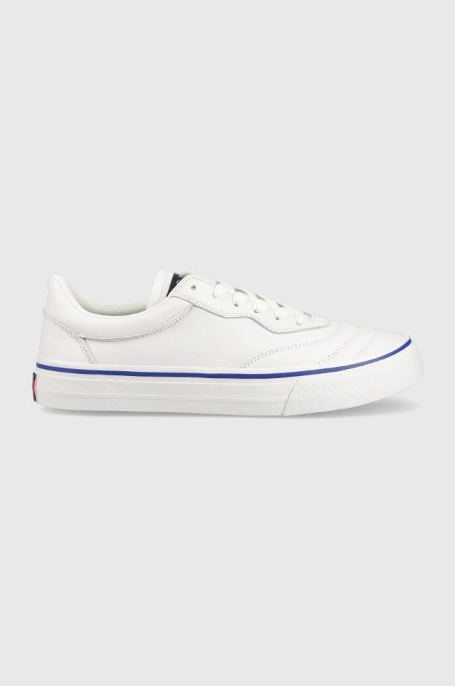 Шкіряні кросівки Tommy Jeans Leather Soccer Vulc колір білий