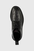 Шкіряні черевики HUGO District чоловічі колір чорний