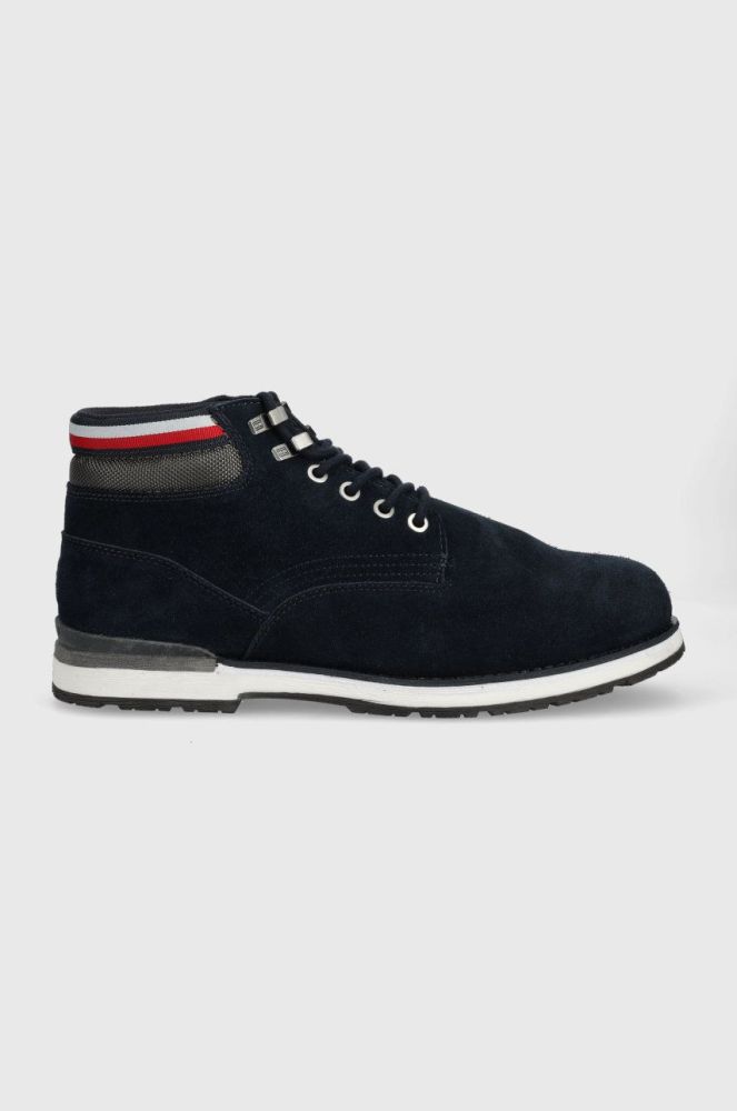 Шкіряні черевики Tommy Hilfiger чоловічі колір синій (2782577)