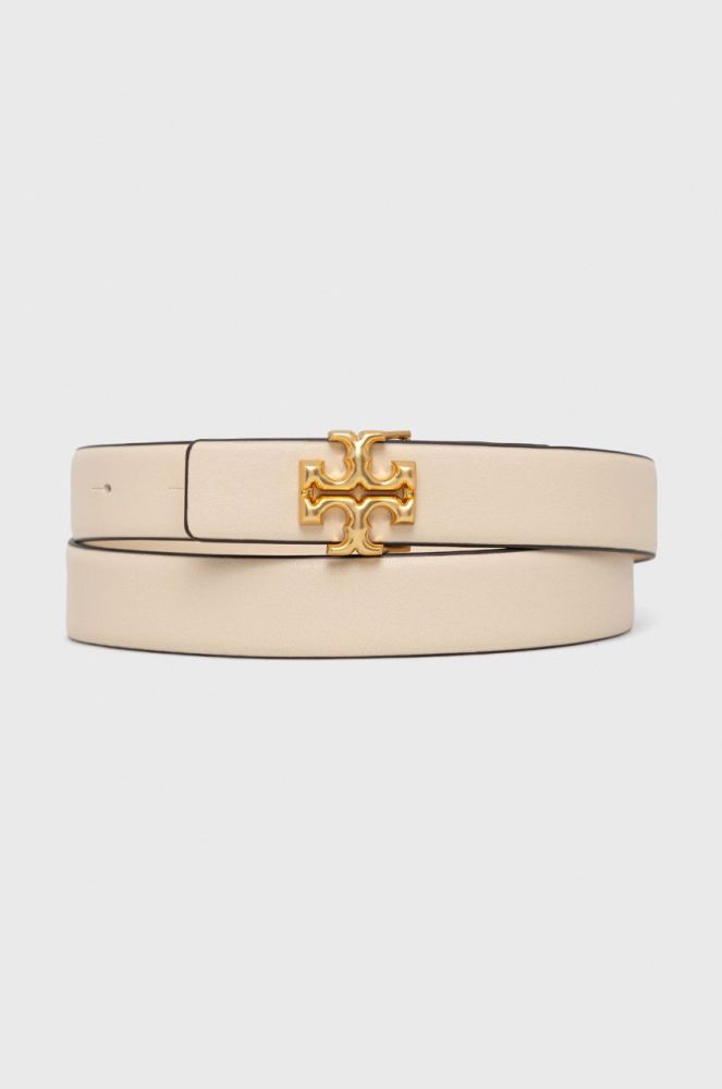 Шкіряний ремінь Tory Burch жіночий колір бежевий