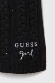 Дитячий шарф з домішкою вовни Guess колір чорний з аплікацією