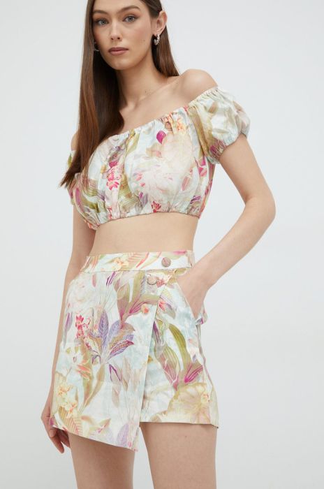 Лляні шорти Guess колір барвистий