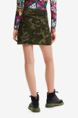 Бавовняна спідниця Desigual колір зелений mini пряма