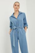 Джинсовий комбінезон Billabong з бавовни з коміром колір блакитний