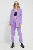 Штани Vila жіночі колір фіолетовий пряме висока посадка