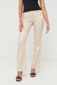 Штани Guess жіночі колір бежевий пряме середня посадка (2482552)