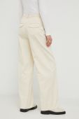 Штани Samsoe Samsoe жіночі колір бежевий широке висока посадка (2685229)