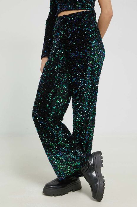 Штани JDY sara жіночі колір чорний широке висока посадка