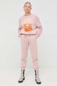 Бавовняні спортивні штани Pinko жіночі колір рожевий з принтом