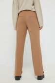Штани Vila жіночі колір коричневий пряме висока посадка