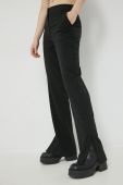 Штани Vila Videborah жіночі колір чорний пряме висока посадка