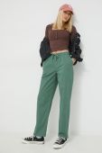 Штани Vans жіночі колір зелений широке висока посадка