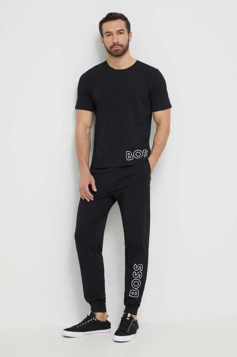 Штани лаунж BOSS чоловічі колір чорний з принтом