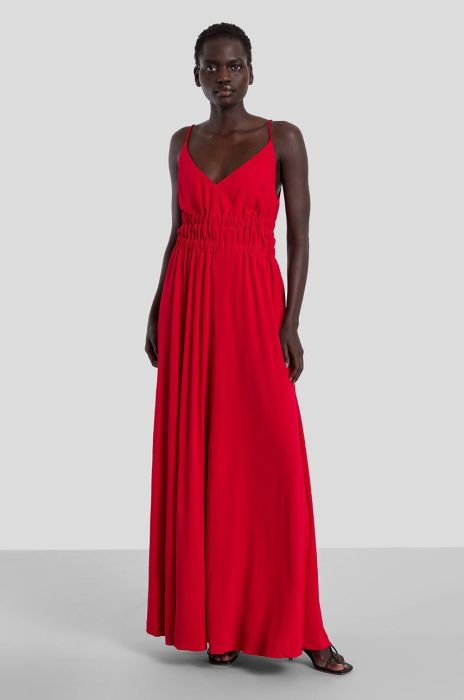 Сукня колір червоний maxi розкльошена