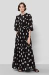 Бавовняна сукня колір чорний maxi розкльошена