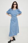 Джинсова сукня Gestuz maxi розкльошена колір блакитний