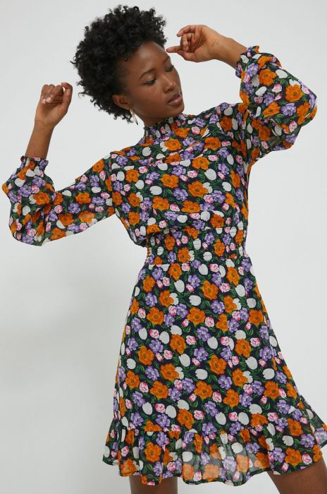 Сукня Only колір фіолетовий mini розкльошена (2729396)