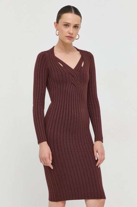 Сукня Guess колір коричневий maxi облягаюча (2579161)