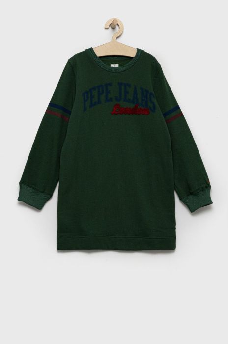 Дитяча сукня Pepe Jeans колір зелений midi пряма