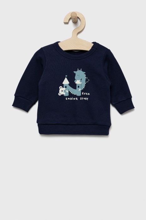 Дитяча бавовняна кофта United Colors of Benetton колір синій з принтом (2520525)