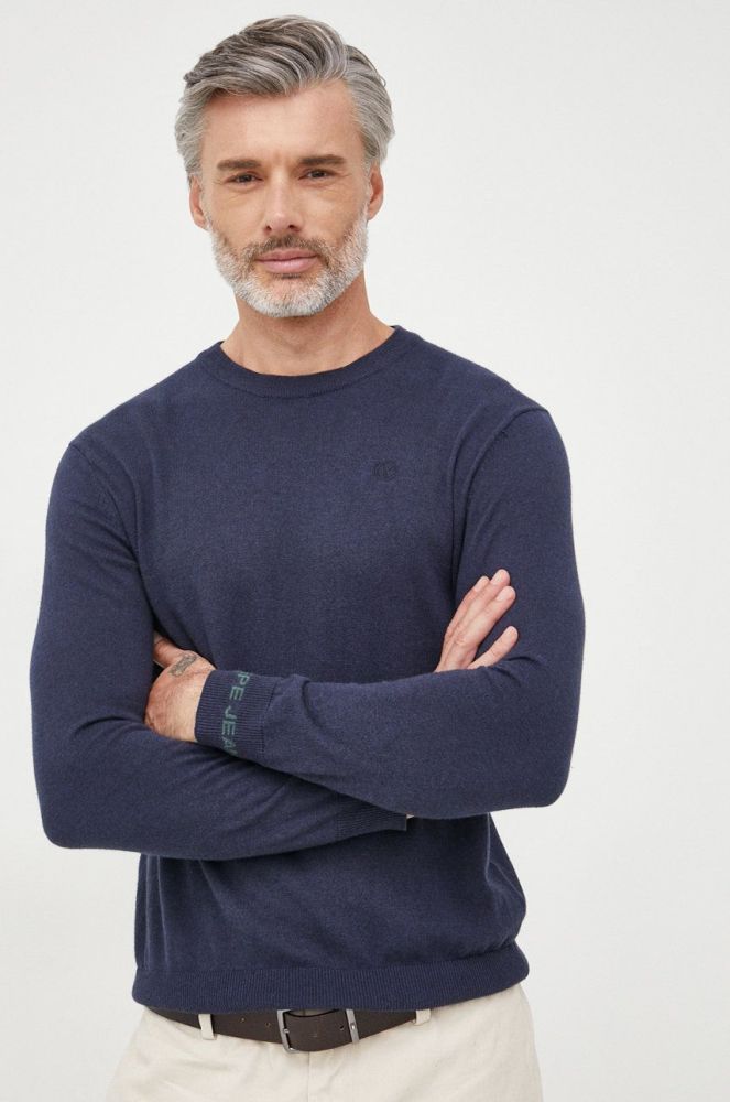 Светр з домішкою вовни Pepe Jeans чоловічий колір синій легкий (2594220)