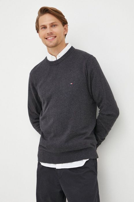 Светр з домішкою кашеміру Tommy Hilfiger чоловічий колір сірий легкий
