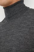 Вовняний светр BOSS чоловічий колір чорний легкий гольф (2648055)