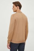 Вовняний светр BOSS чоловічий колір бежевий легкий (3650206)