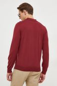 Вовняний светр BOSS чоловічий колір бордовий легкий (3655210)