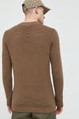 Бавовняний светер Solid чоловічий колір коричневий легкий (2772203)