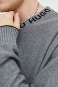 Бавовняний светер HUGO чоловічий колір сірий легкий (2772237)