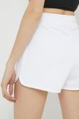 Бавовняні шорти HUGO жіночі колір білий однотонні висока посадка