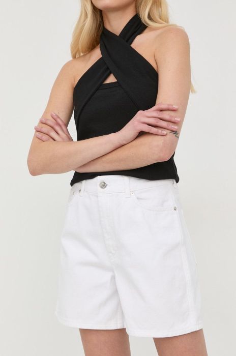 Бавовняні шорти Gestuz жіночі колір білий однотонні висока посадка