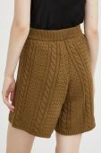 Бавовняні шорти Gestuz жіночі колір зелений однотонні висока посадка