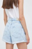Джинсові шорти Pepe Jeans жіночі однотонні висока посадка колір блакитний (2494282)