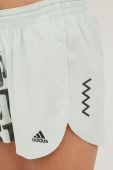 Шорти для бігу adidas Performance Run Fast жіночі колір зелений візерунок висока посадка